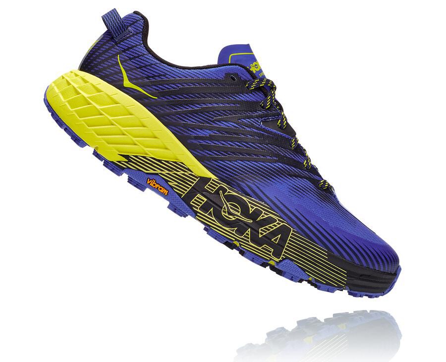 Hoka One One Trailsko Herre - Speedgoat 4 - Blå/Grøn - 234197DXJ